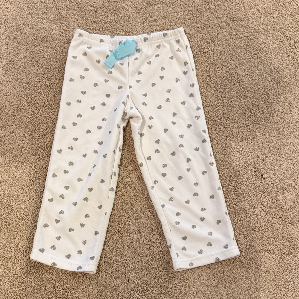 Carter's White Pajama Bottoms with Gray Hearts. Never wore. Glittery.